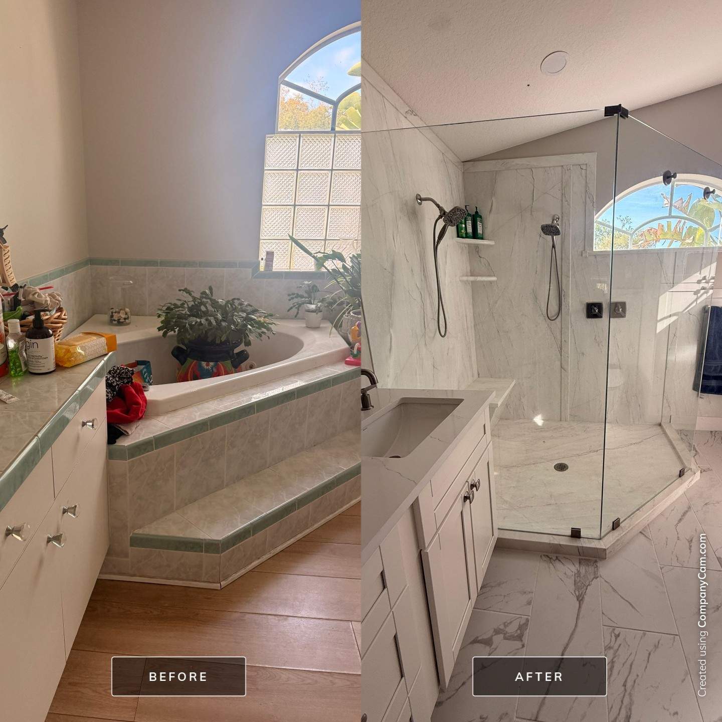 Palm Harbor Florida bathroom renovation before and after by Five Star Bath Solutions