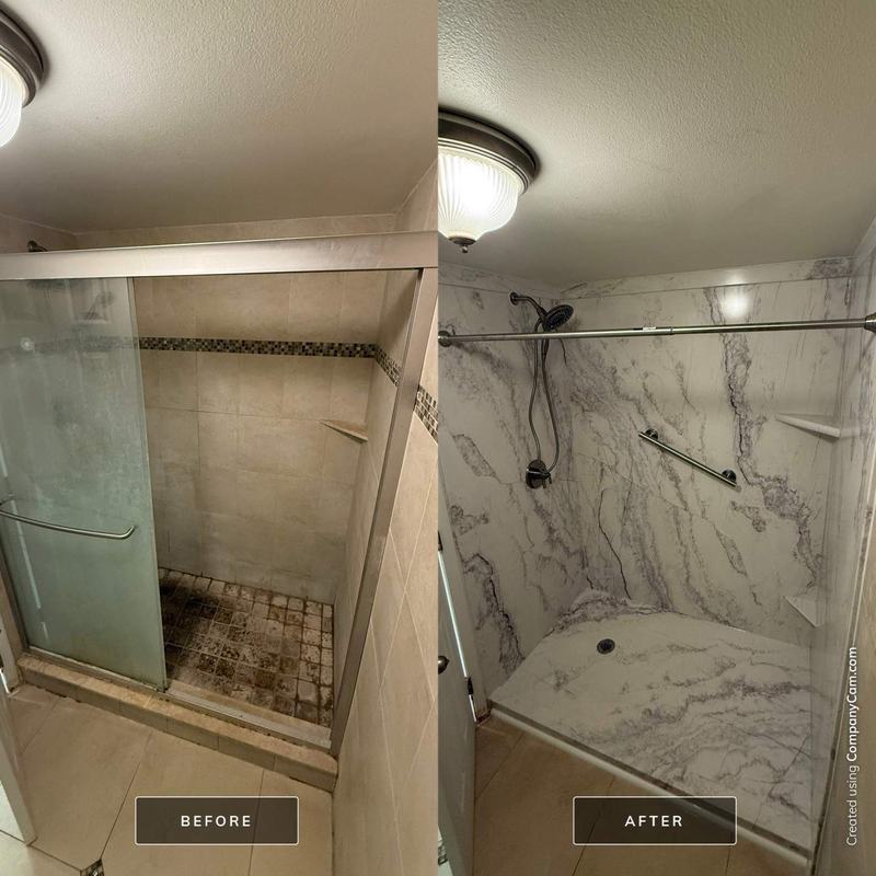 Before and after bathroom transformation completed in Tampa Florida by Five Star Bath Solutions